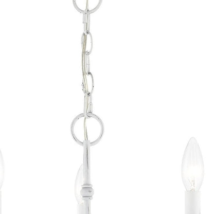 Antiqued White Five Light Metal Dimmable Chandelier With Shades HomeRoots