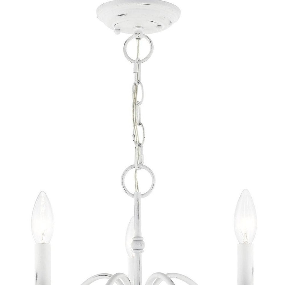 Antiqued White Five Light Metal Dimmable Chandelier With Shades HomeRoots