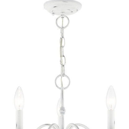 Antiqued White Five Light Metal Dimmable Chandelier With Shades HomeRoots
