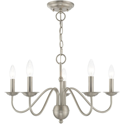 Nickel Five Light Metal Dimmable Chandelier With Shades HomeRoots
