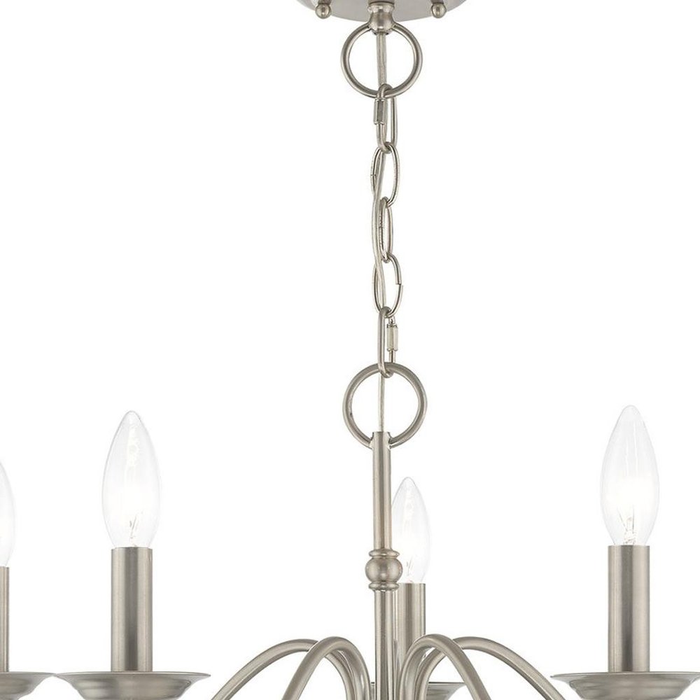 Nickel Five Light Metal Dimmable Chandelier With Shades HomeRoots