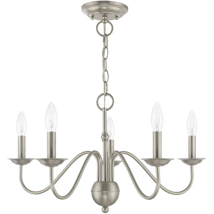 Nickel Five Light Metal Dimmable Chandelier With Shades HomeRoots