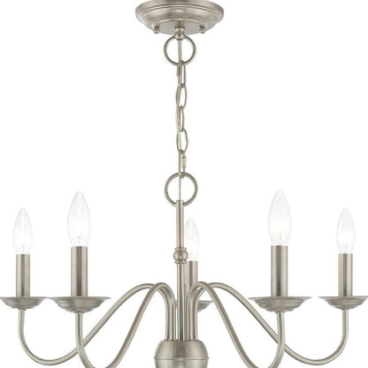 Nickel Five Light Metal Dimmable Chandelier With Shades HomeRoots