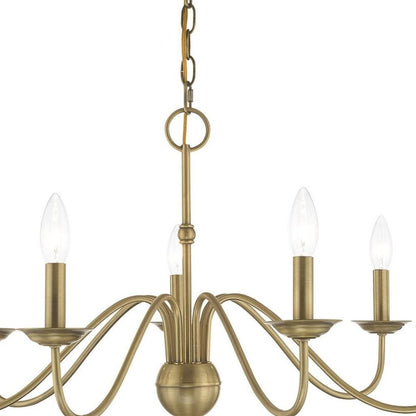 Antiqued Brass Seven Light Metal Dimmable Chandelier With Shades HomeRoots