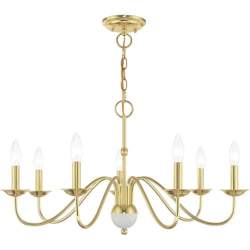Brass Seven Light Metal Dimmable Chandelier With Shades HomeRoots