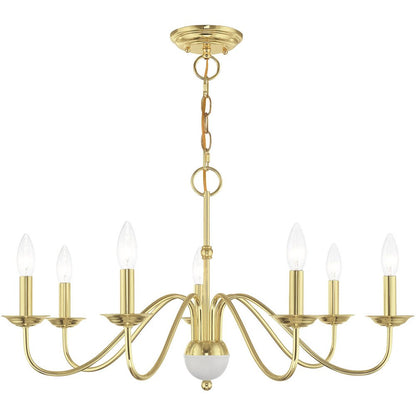 Brass Seven Light Metal Dimmable Chandelier With Shades HomeRoots