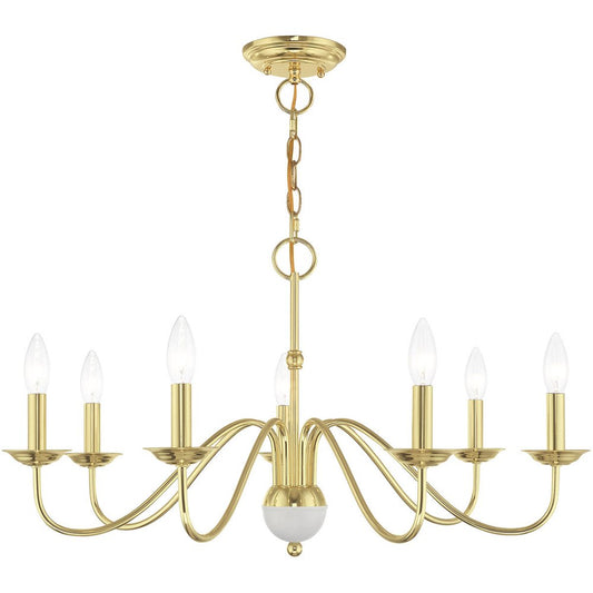 Brass Seven Light Metal Dimmable Chandelier With Shades HomeRoots
