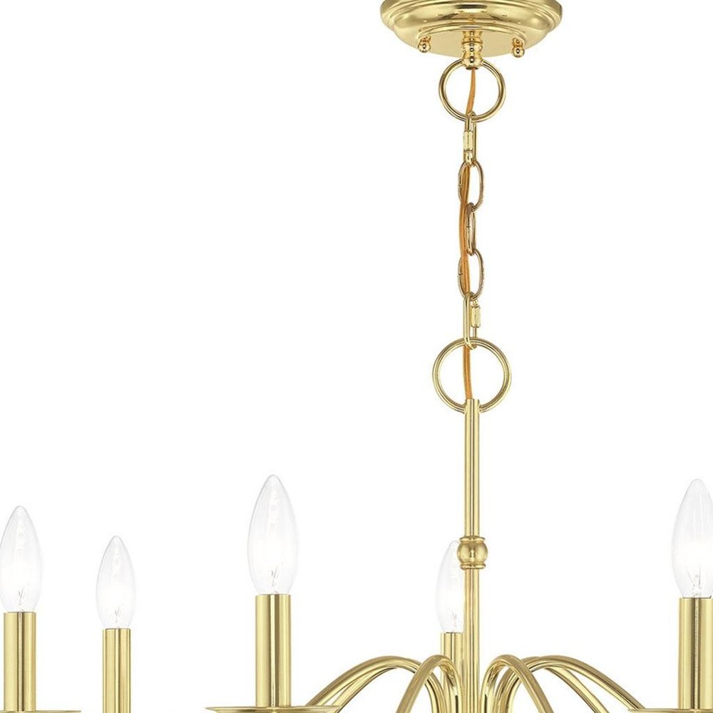 Brass Seven Light Metal Dimmable Chandelier With Shades HomeRoots
