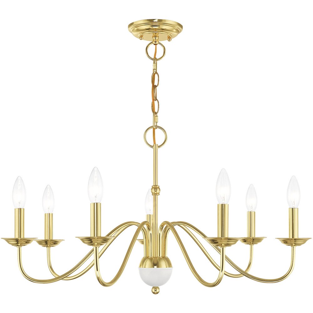 Brass Seven Light Metal Dimmable Chandelier With Shades HomeRoots