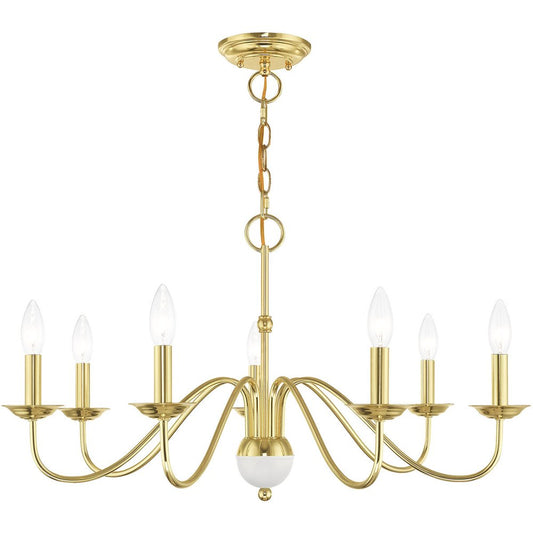 Brass Seven Light Metal Dimmable Chandelier With Shades HomeRoots