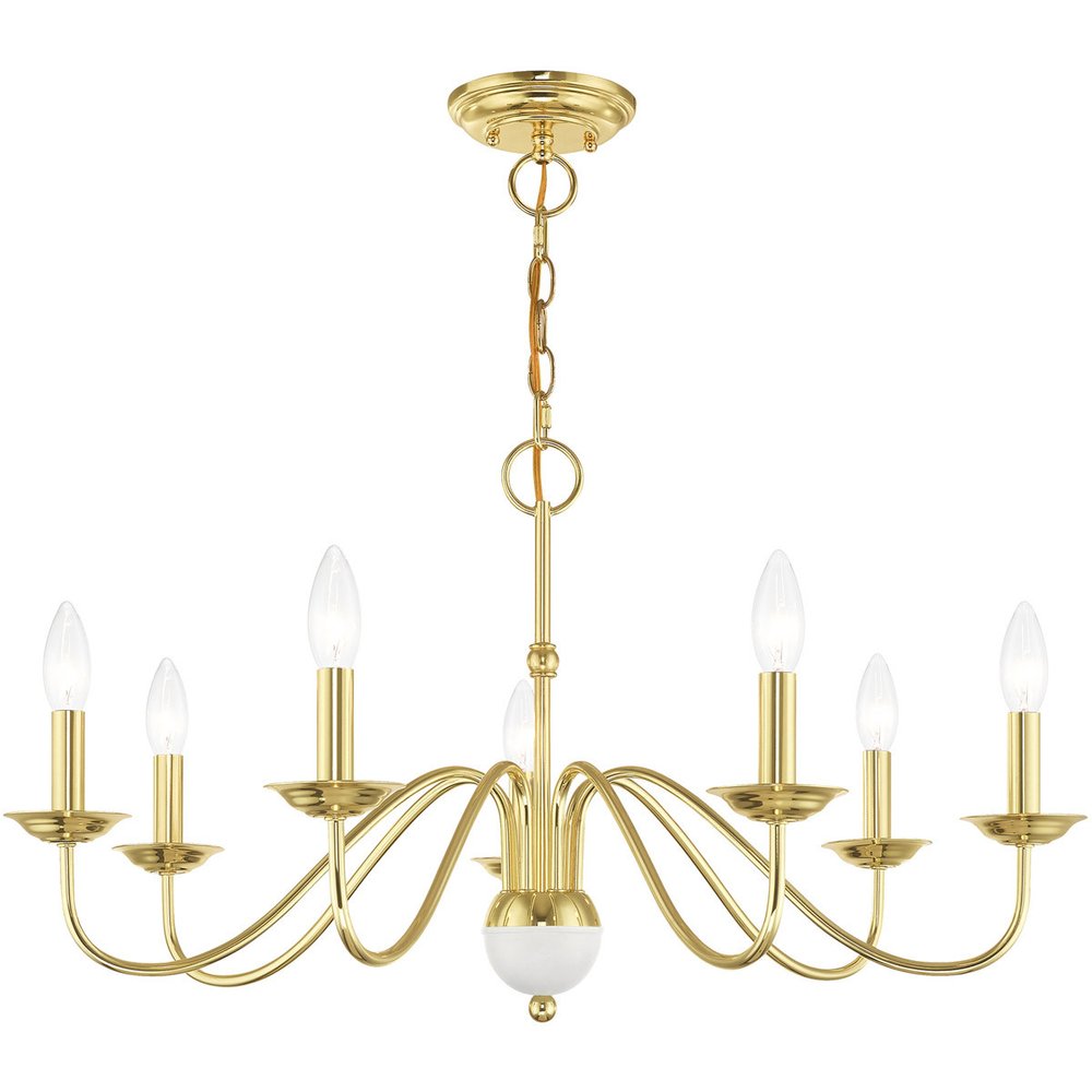 Brass Seven Light Metal Dimmable Chandelier With Shades HomeRoots