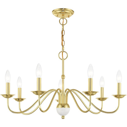 Brass Seven Light Metal Dimmable Chandelier With Shades HomeRoots