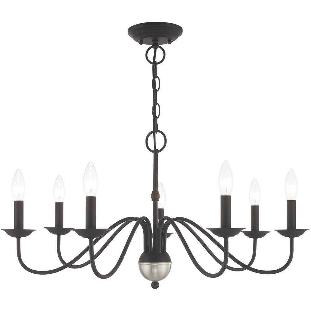 Black Seven Light Metal Dimmable Chandelier With Shades HomeRoots
