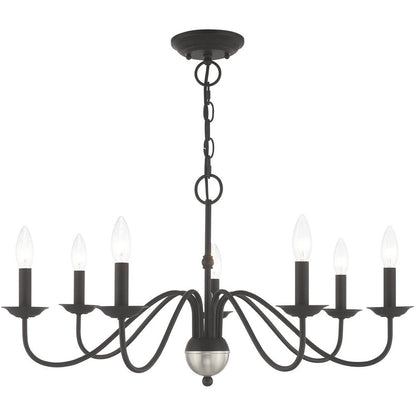Black Seven Light Metal Dimmable Chandelier With Shades HomeRoots