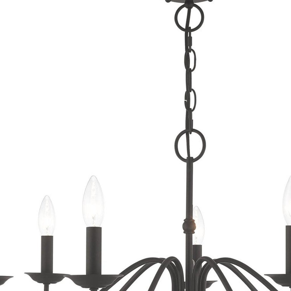 Black Seven Light Metal Dimmable Chandelier With Shades HomeRoots