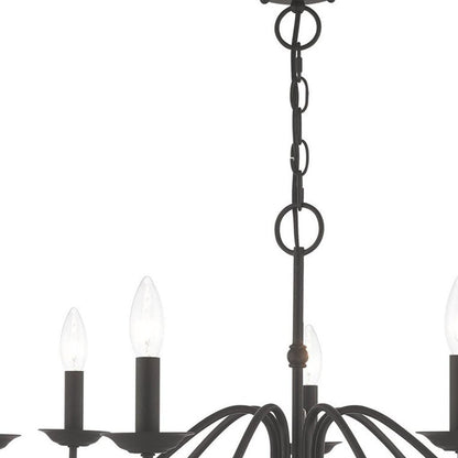 Black Seven Light Metal Dimmable Chandelier With Shades HomeRoots