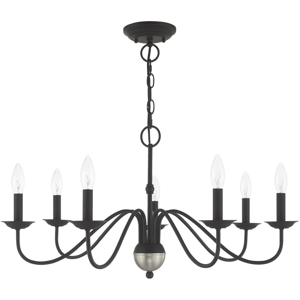Black Seven Light Metal Dimmable Chandelier With Shades HomeRoots