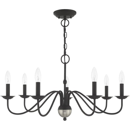 Black Seven Light Metal Dimmable Chandelier With Shades HomeRoots