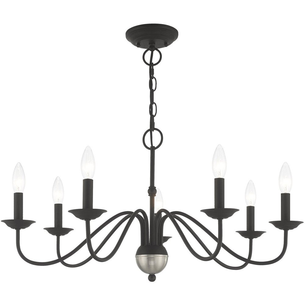 Black Seven Light Metal Dimmable Chandelier With Shades HomeRoots