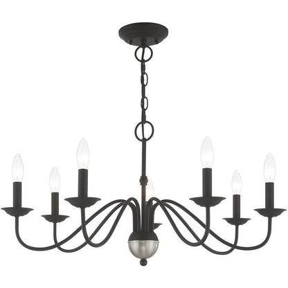 Black Seven Light Metal Dimmable Chandelier With Shades HomeRoots