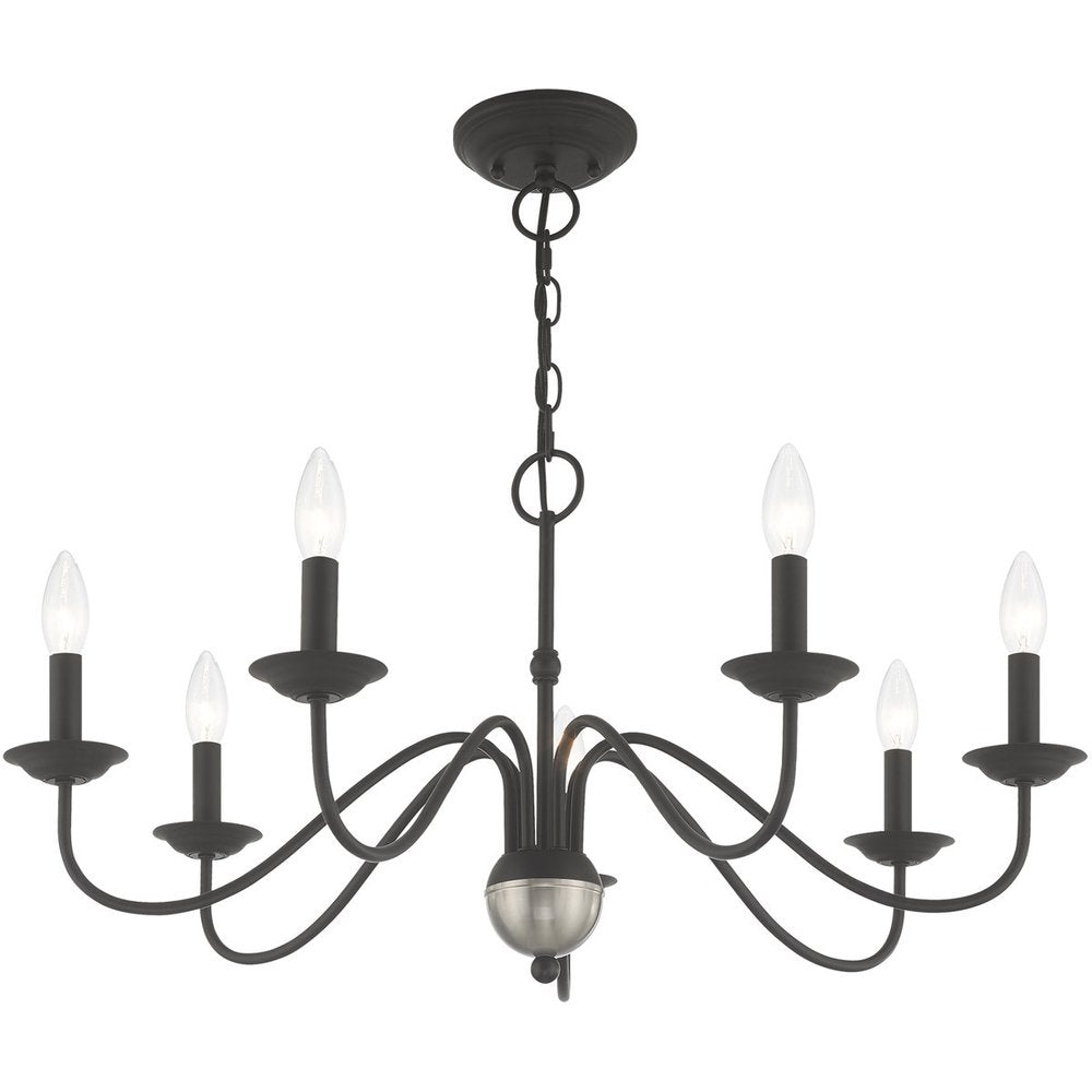 Black Seven Light Metal Dimmable Chandelier With Shades HomeRoots