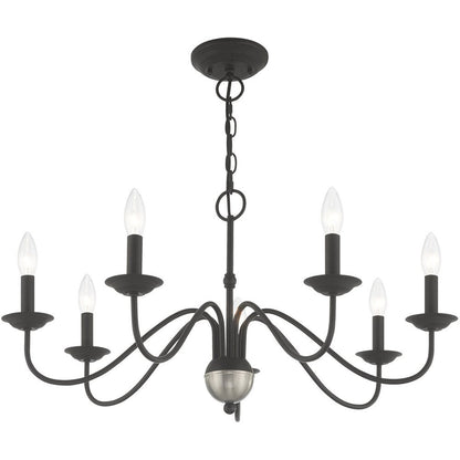Black Seven Light Metal Dimmable Chandelier With Shades HomeRoots