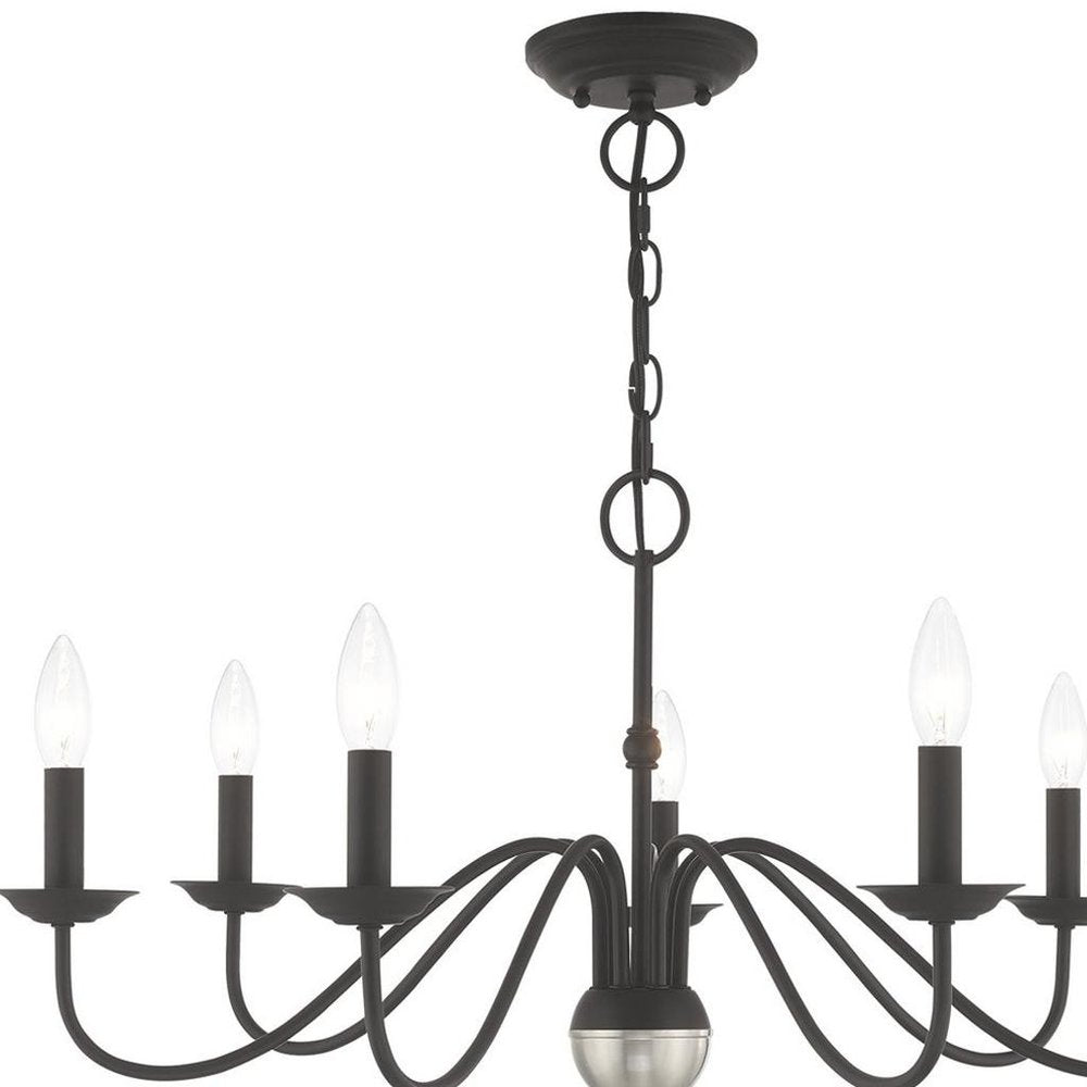 Black Seven Light Metal Dimmable Chandelier With Shades HomeRoots