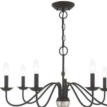Black Seven Light Metal Dimmable Chandelier With Shades HomeRoots