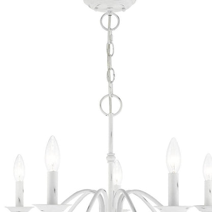 Antiqued White Seven Light Metal Dimmable Chandelier With Shades HomeRoots