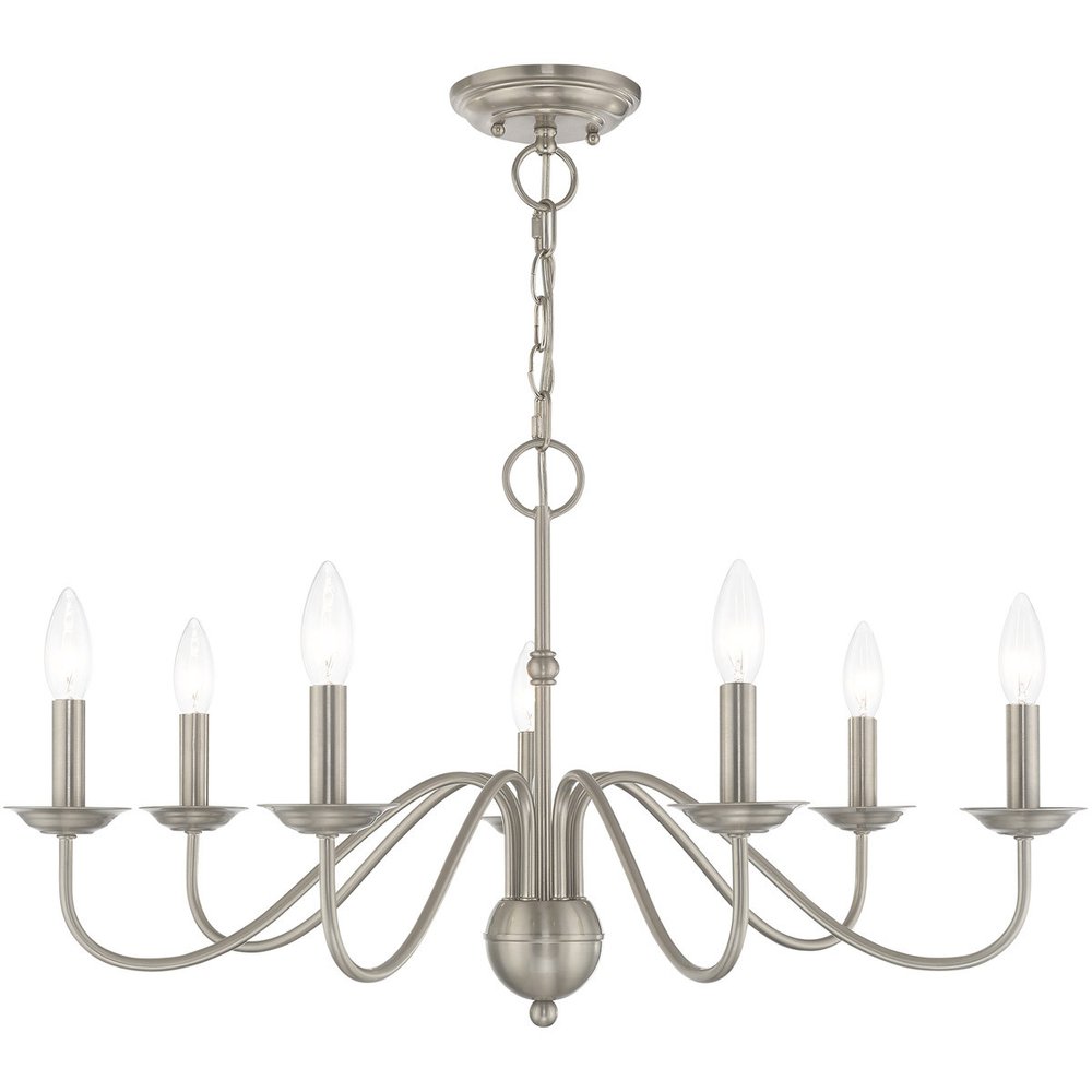 Nickel Seven Light Metal Dimmable Chandelier With Shades HomeRoots