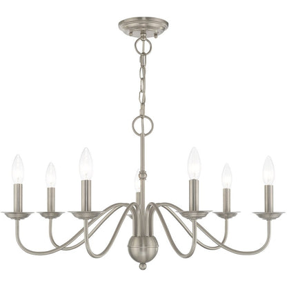 Nickel Seven Light Metal Dimmable Chandelier With Shades HomeRoots