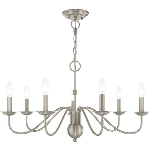 Nickel Seven Light Metal Dimmable Chandelier With Shades HomeRoots