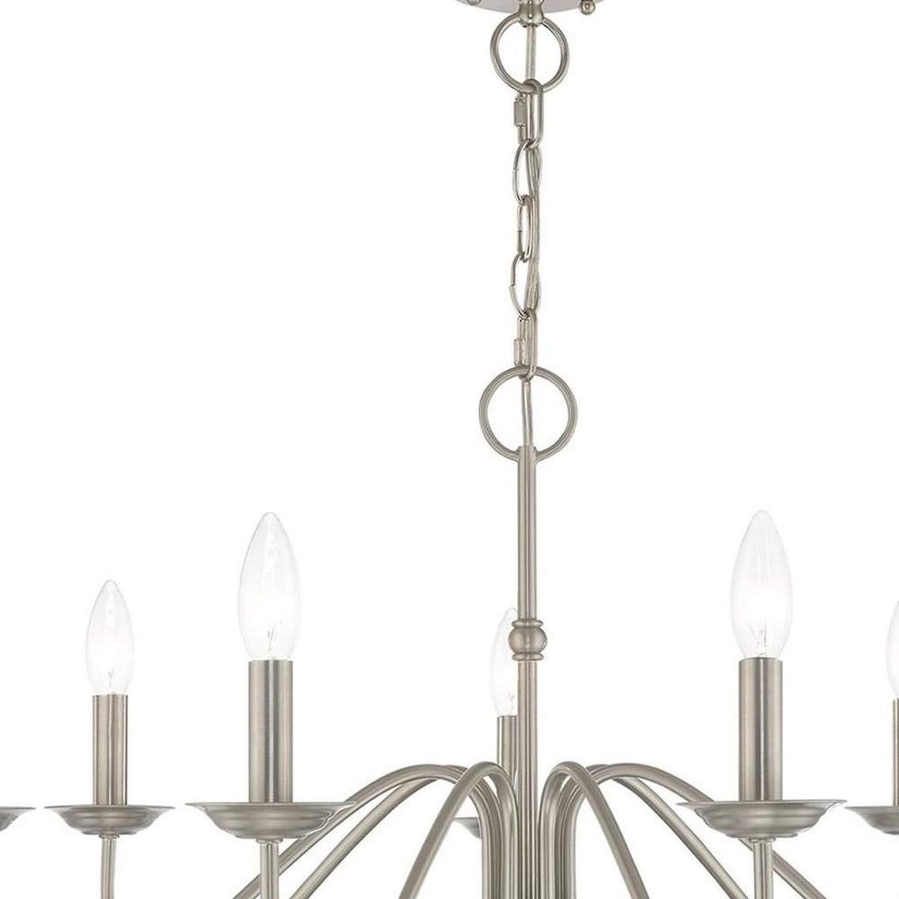 Nickel Seven Light Metal Dimmable Chandelier With Shades HomeRoots