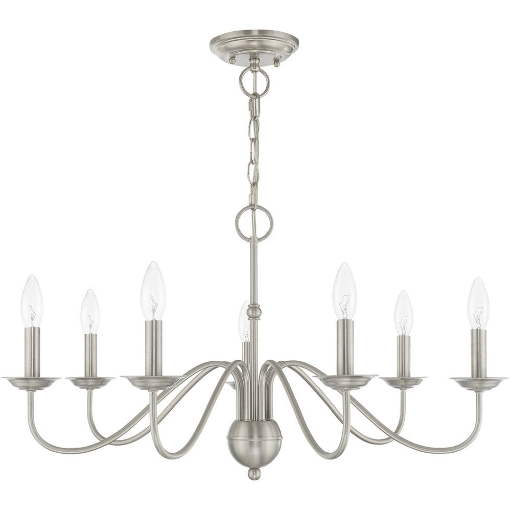 Nickel Seven Light Metal Dimmable Chandelier With Shades HomeRoots