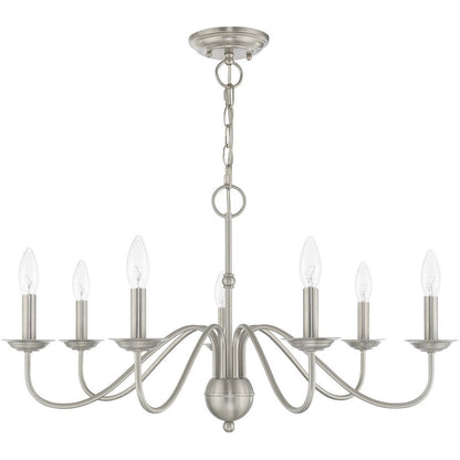 Nickel Seven Light Metal Dimmable Chandelier With Shades HomeRoots