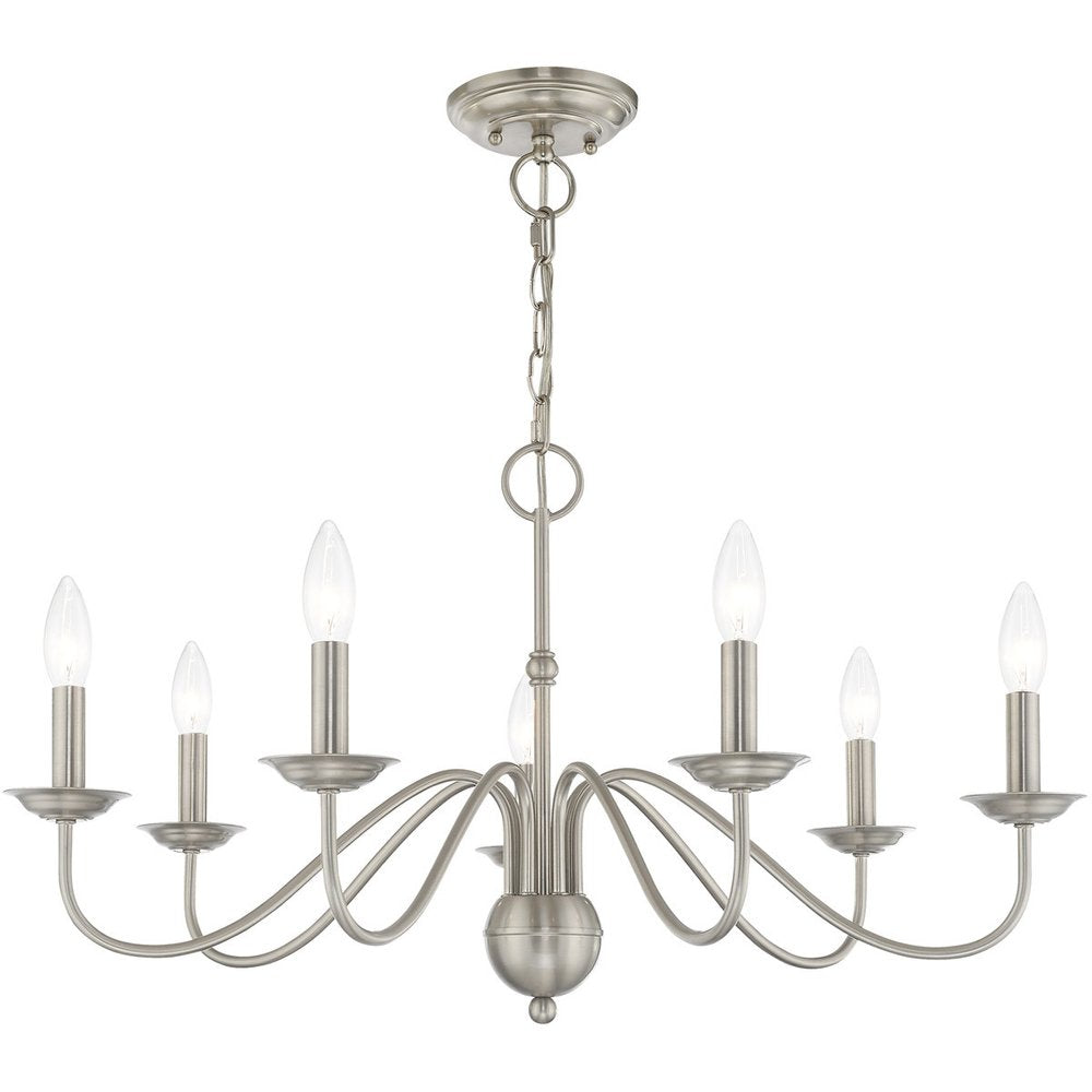 Nickel Seven Light Metal Dimmable Chandelier With Shades HomeRoots