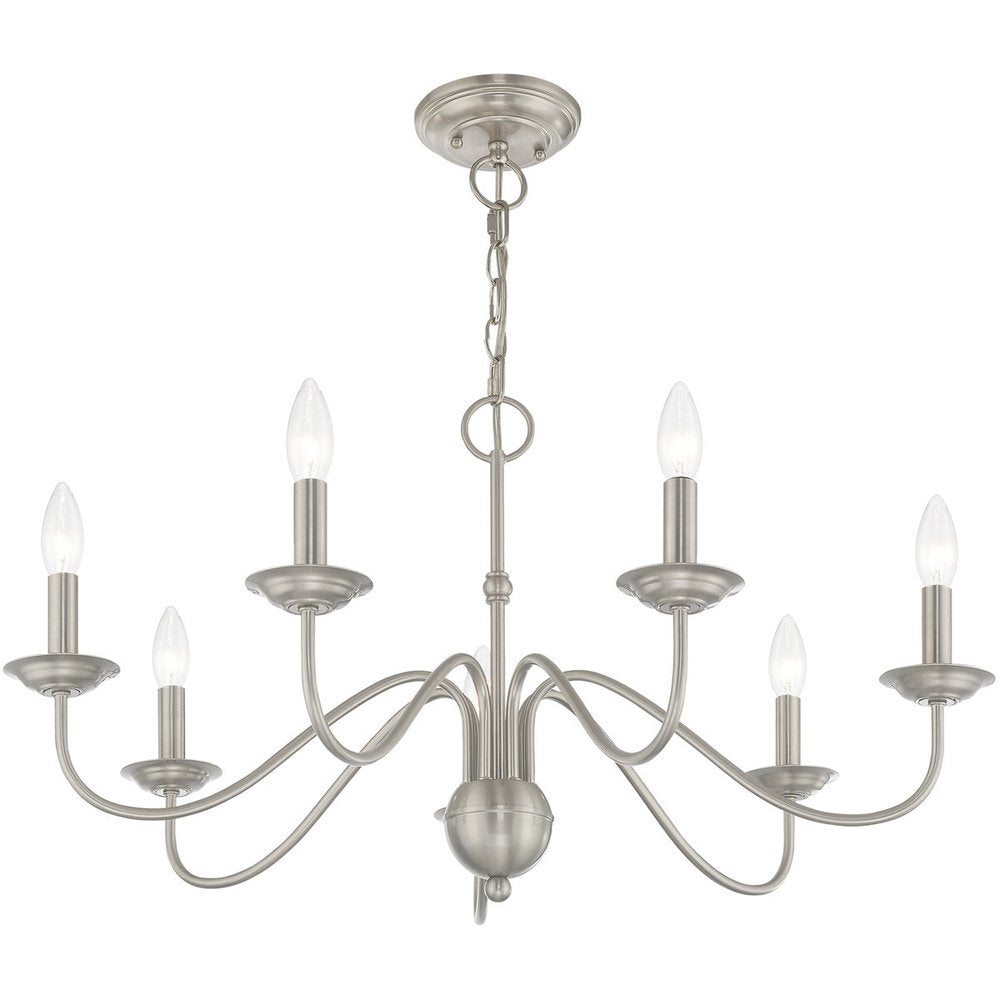 Nickel Seven Light Metal Dimmable Chandelier With Shades HomeRoots