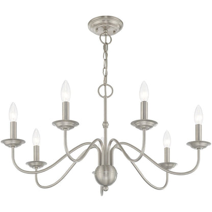 Nickel Seven Light Metal Dimmable Chandelier With Shades HomeRoots
