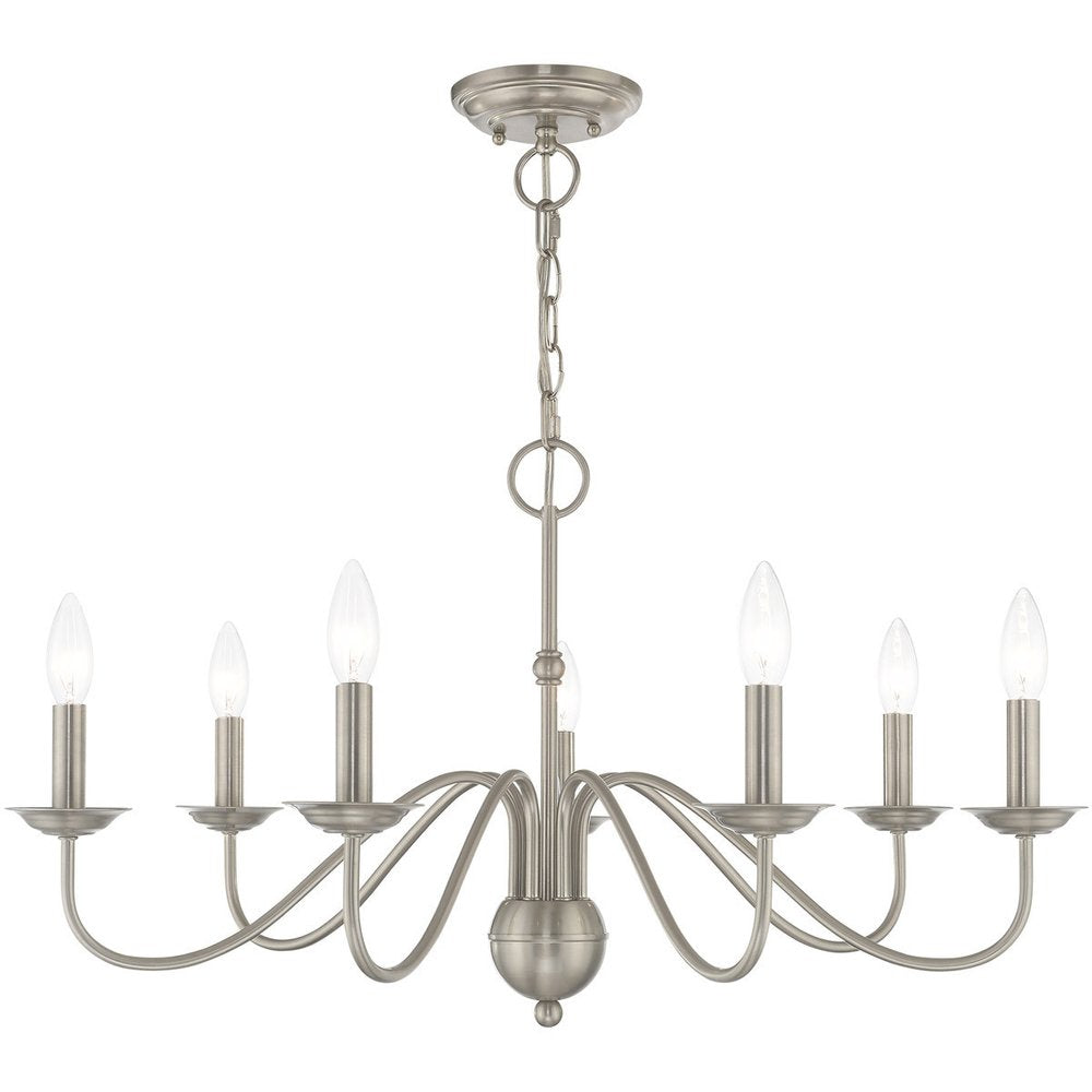 Nickel Seven Light Metal Dimmable Chandelier With Shades HomeRoots