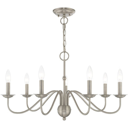 Nickel Seven Light Metal Dimmable Chandelier With Shades HomeRoots