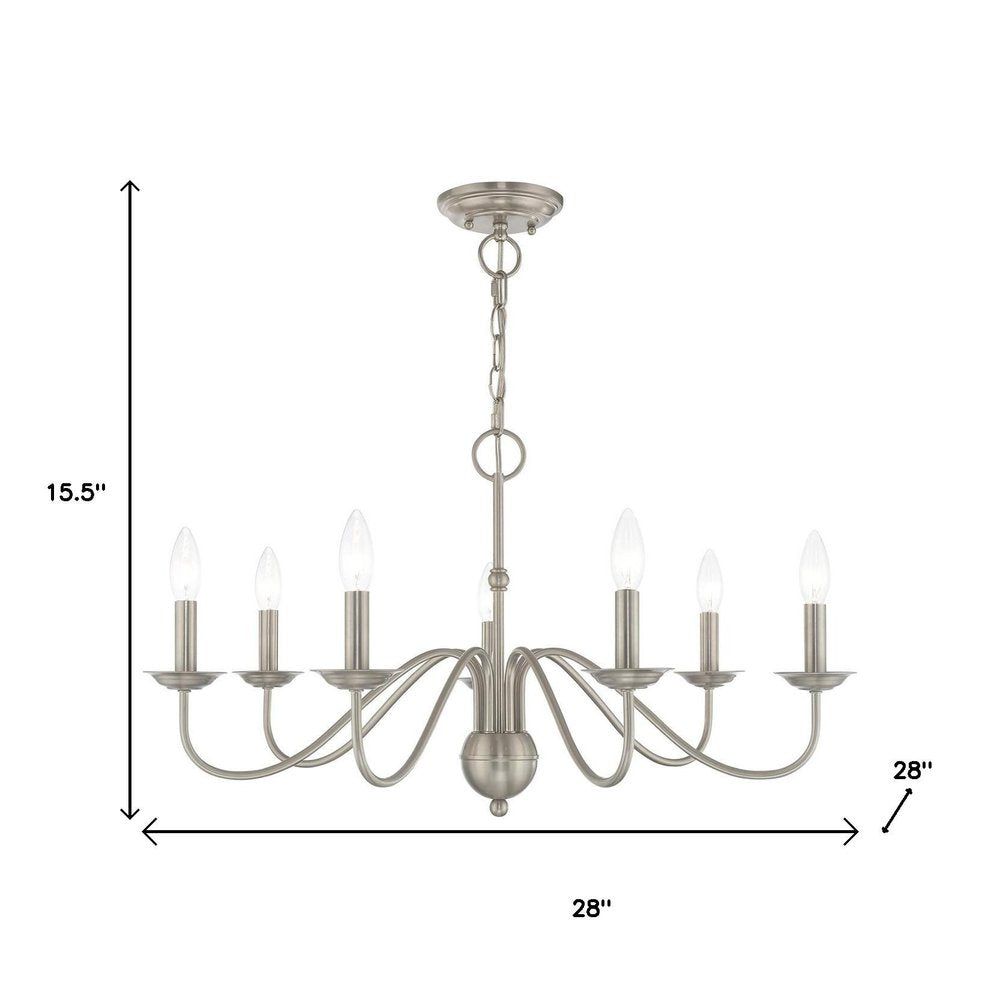 Nickel Seven Light Metal Dimmable Chandelier With Shades HomeRoots