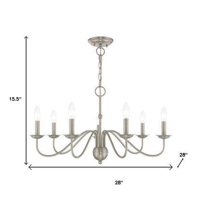 Nickel Seven Light Metal Dimmable Chandelier With Shades HomeRoots