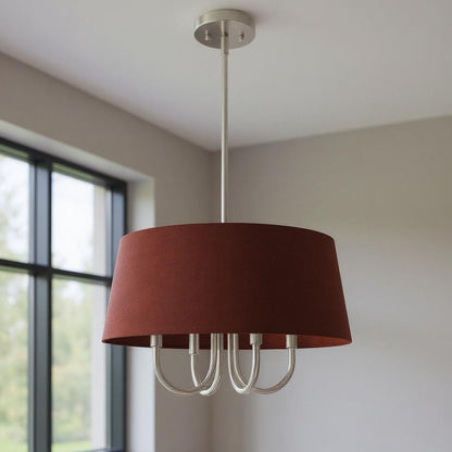 Nickel Four Light Metal Dimmable Chandelier With Shades HomeRoots