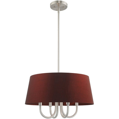 Nickel Four Light Metal Dimmable Chandelier With Shades HomeRoots