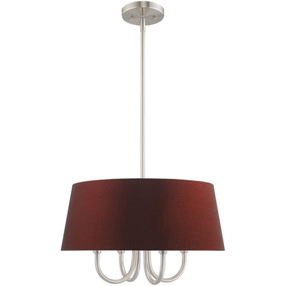 Nickel Four Light Metal Dimmable Chandelier With Shades HomeRoots