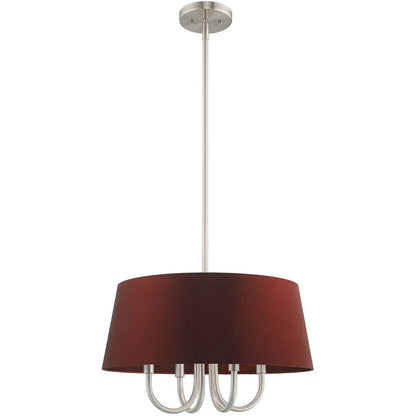 Nickel Four Light Metal Dimmable Chandelier With Shades HomeRoots