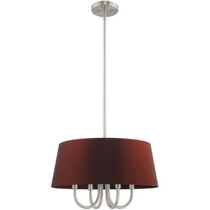 Nickel Four Light Metal Dimmable Chandelier With Shades HomeRoots