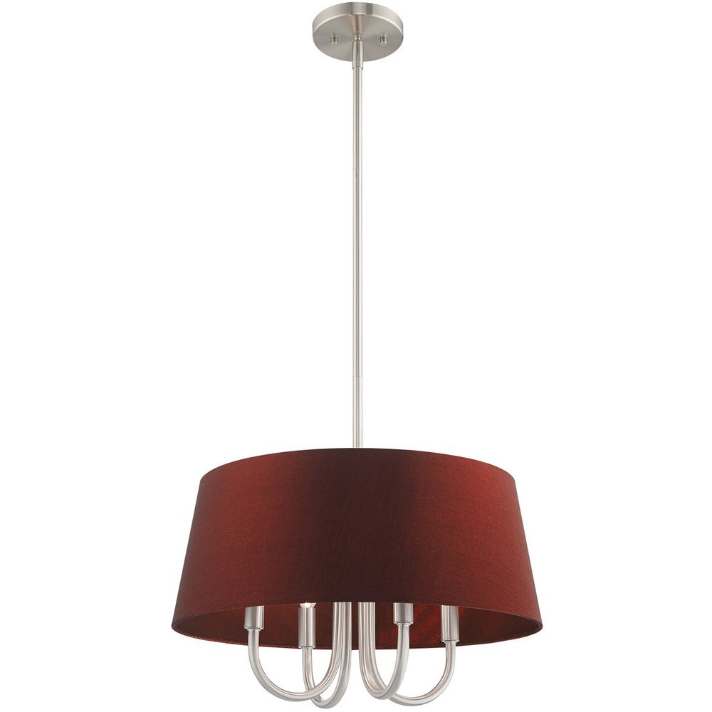 Nickel Four Light Metal Dimmable Chandelier With Shades HomeRoots