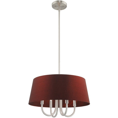 Nickel Four Light Metal Dimmable Chandelier With Shades HomeRoots