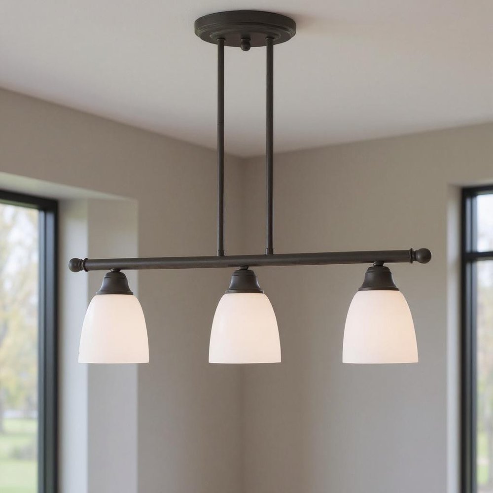 Bronze Three Light Metal Dimmable Chandelier With Shades HomeRoots